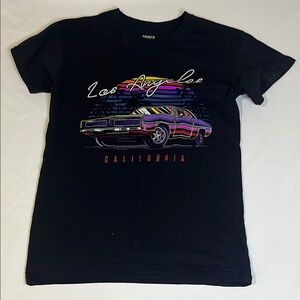 Black Graphic T-Shirt with Car Design
